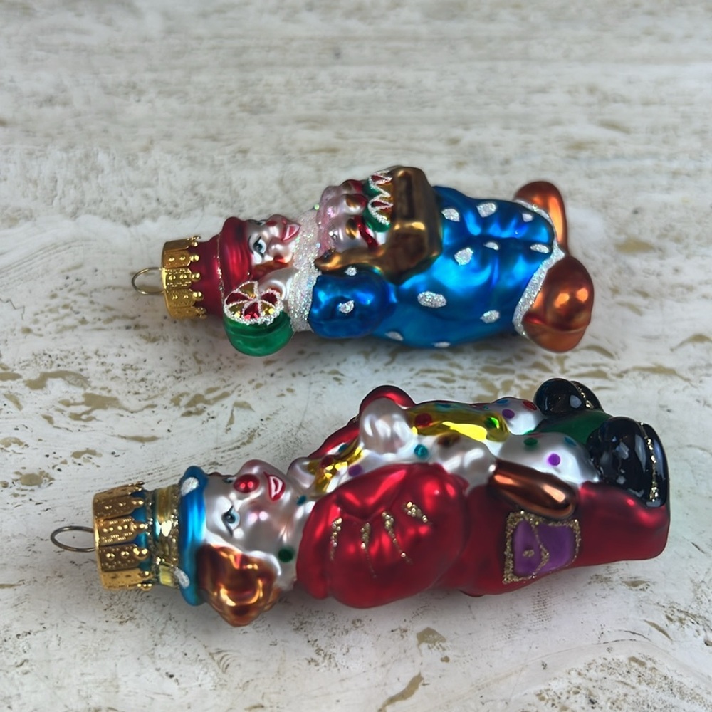 Hand crafted glass ornaments 2 clowns - Picture 4 of 7